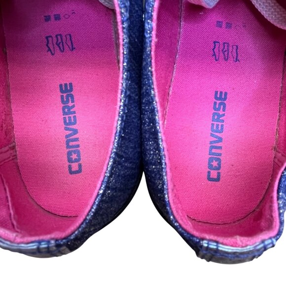 Converse All Star Girl’s Purple Sparkle Low Top Lace Up Oxford Sneakers Size 4 - Picture 5 of 8